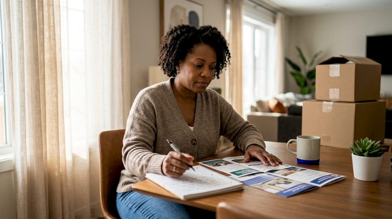 Person reviewing local moving services paperwork