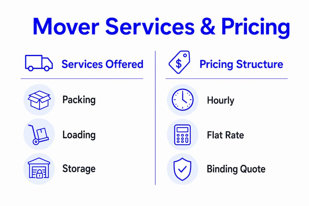 Infographic showing mover services and pricing comparison