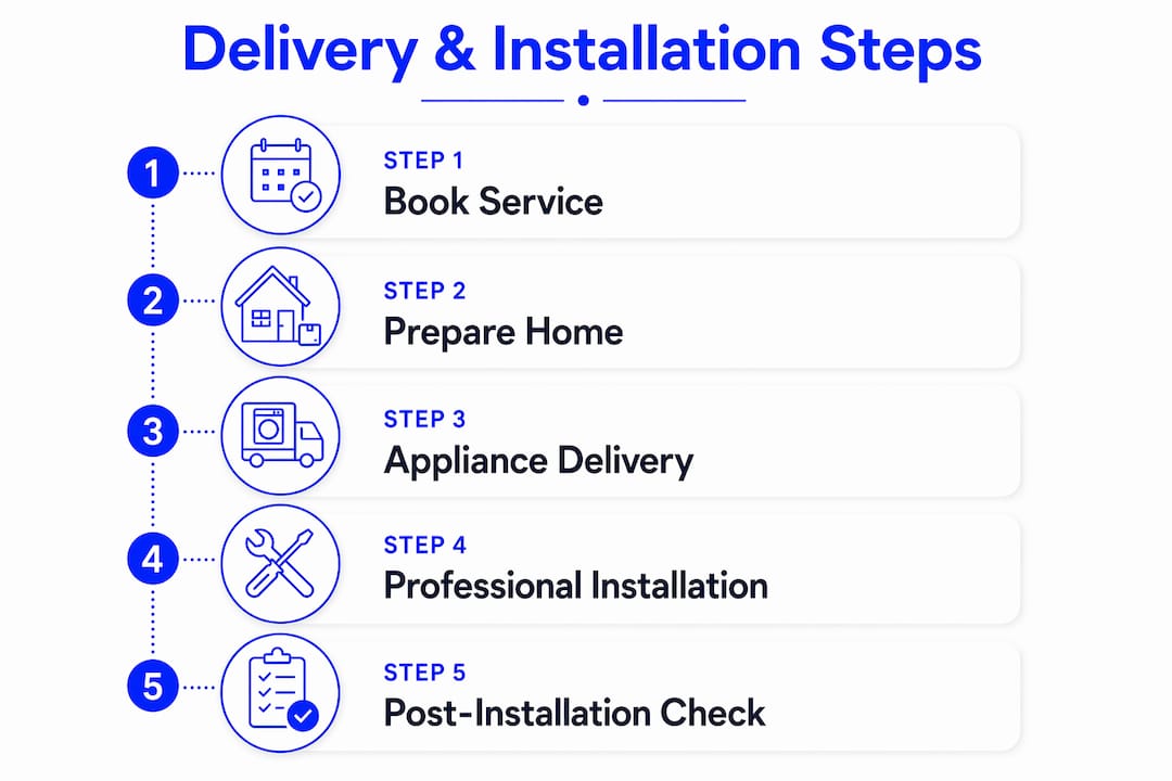 Infographic showing delivery and installation steps