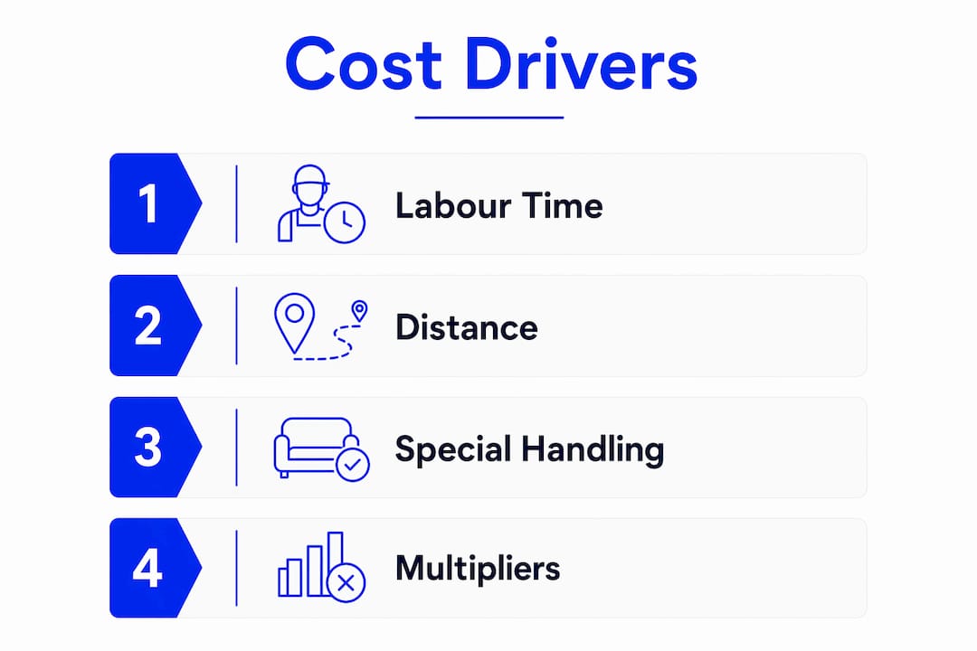Infographic showing ranked furniture delivery cost drivers