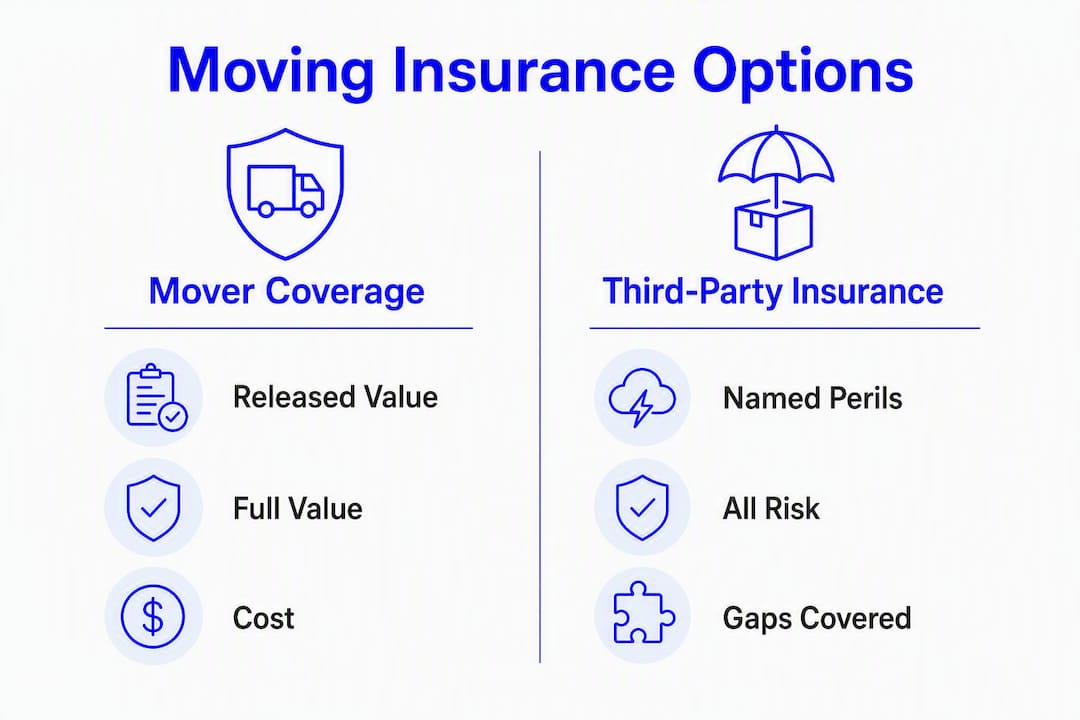 Infographic comparing moving insurance coverage options