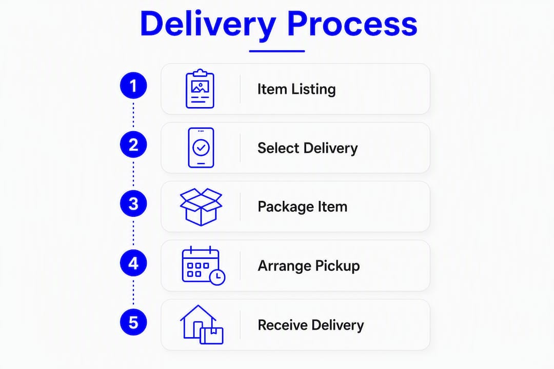 Infographic illustrating Facebook Marketplace delivery steps