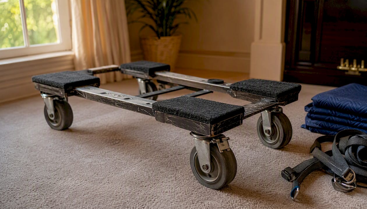 Standard piano dolly with locking wheels