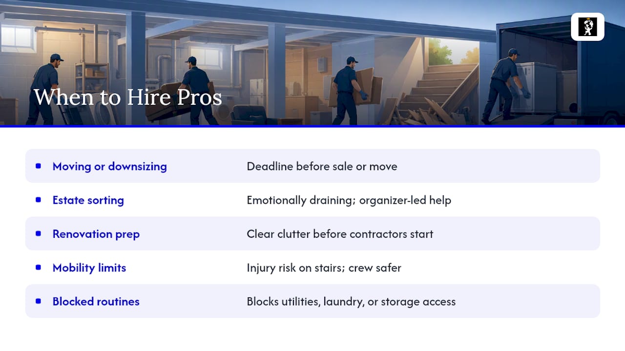 Who should hire a professional for basement removals? — overview diagram