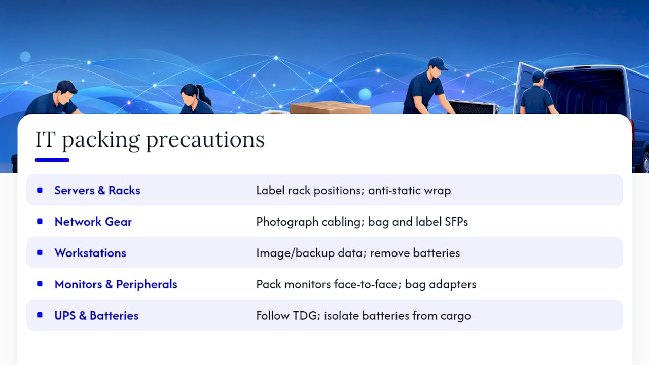 Diagram showing IT equipment packing categories