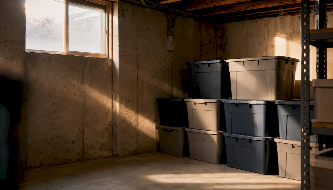 Decluttered basement ready for retrofit work