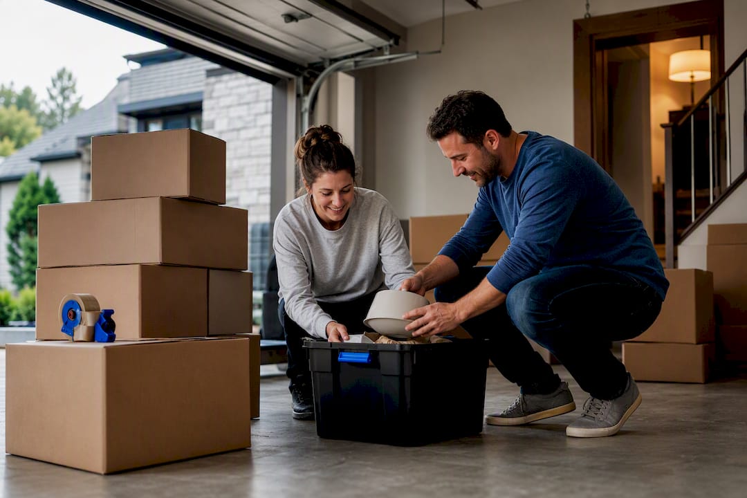 Household organizing boxes before a local move