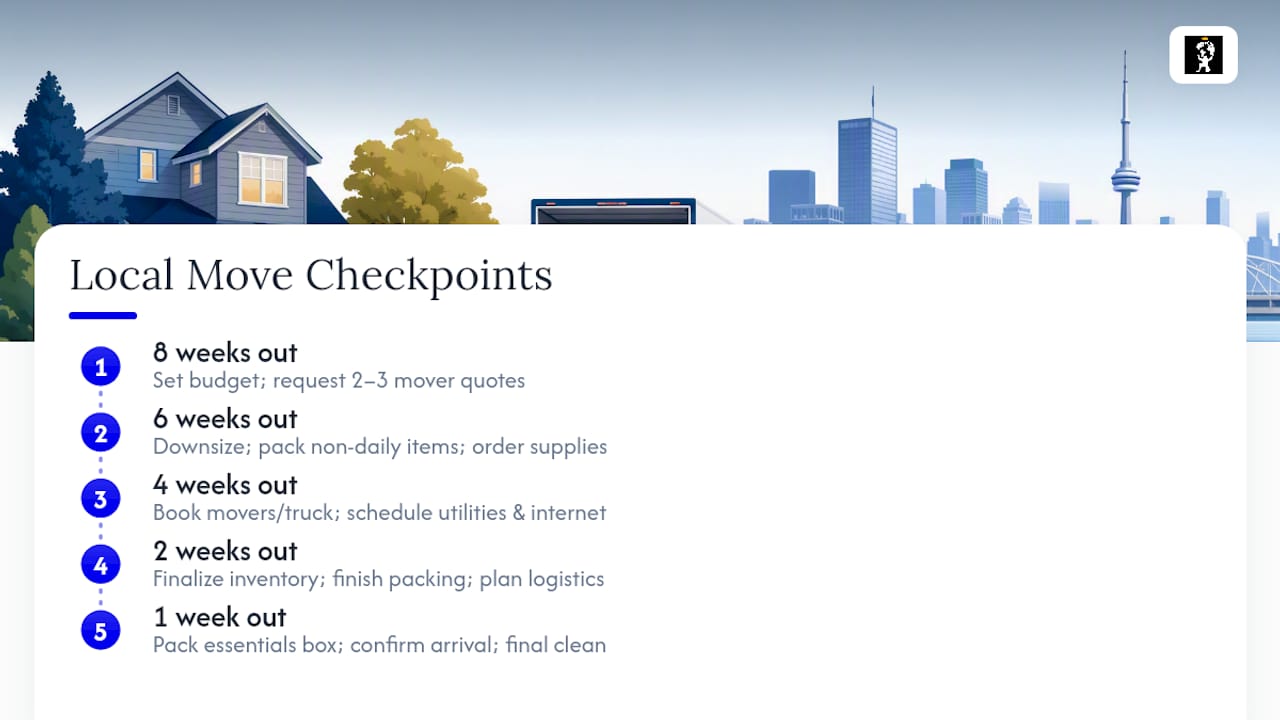 Five checkpoint local moving timeline