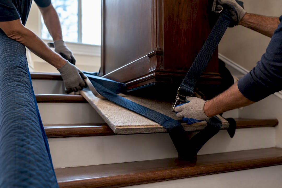 Piano board secured for stair carry