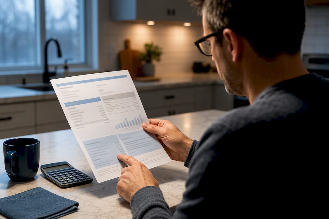 Homeowner reviewing an electricity bill