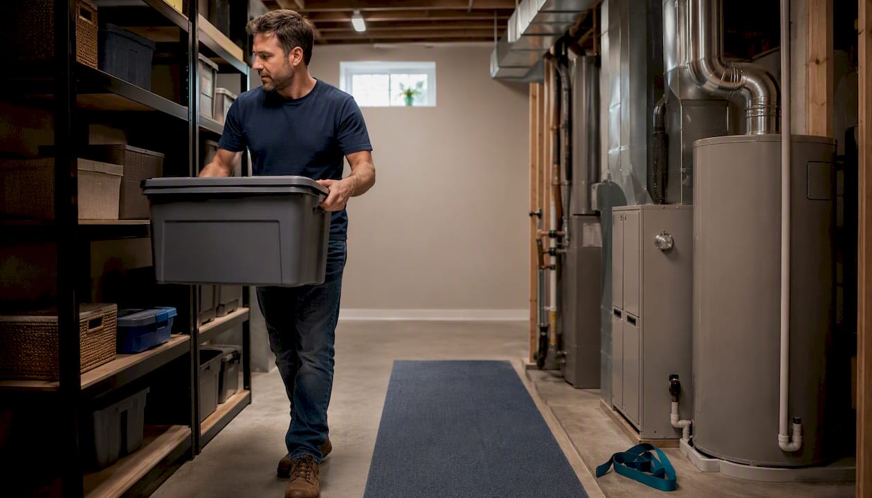 Clear basement path to furnace equipment