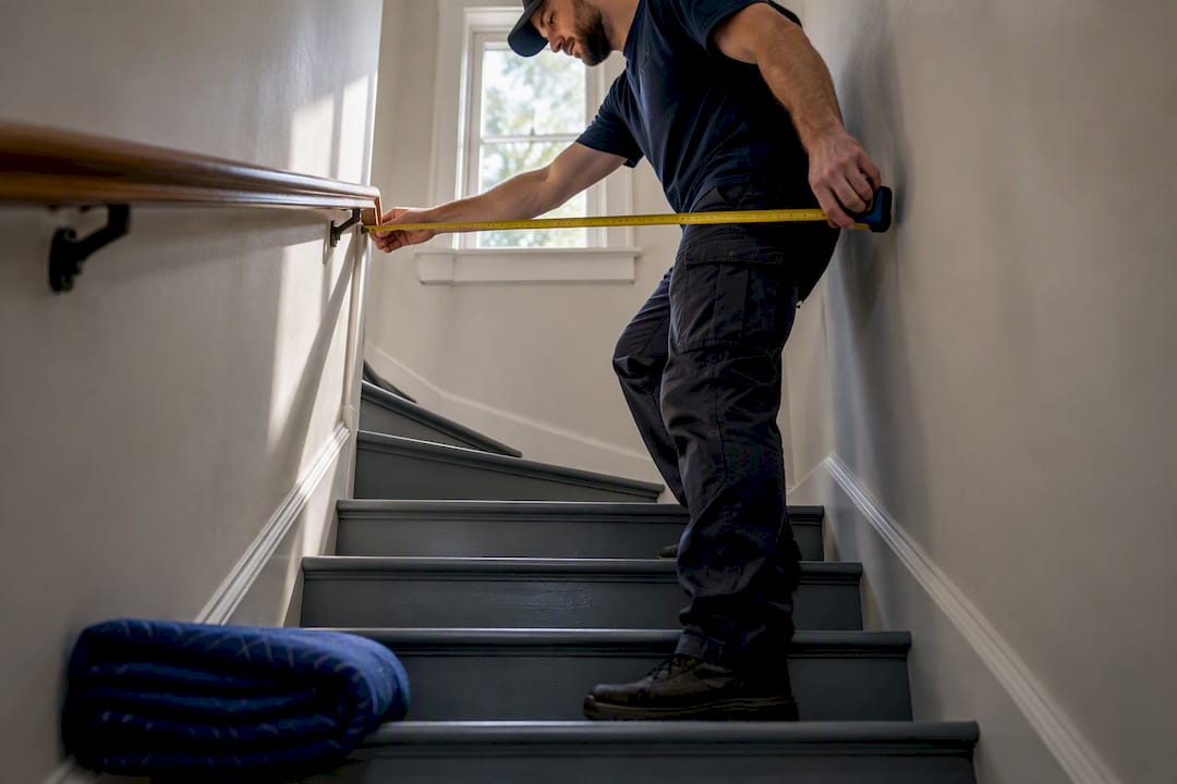 Mover measuring a narrow stairwell