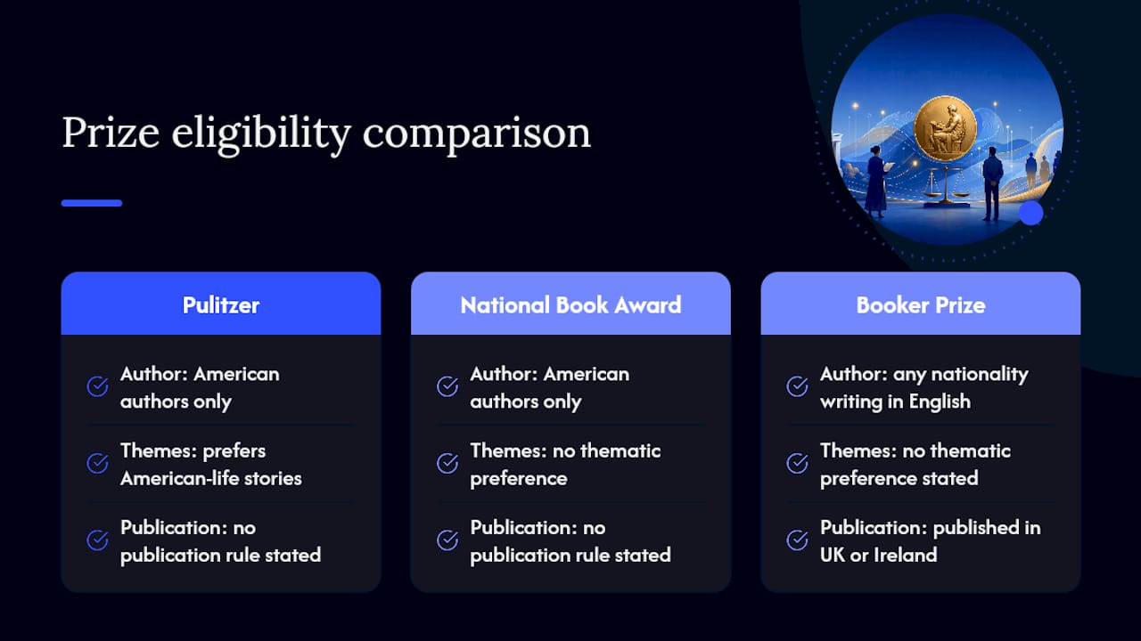 Comparison chart of major US and UK literary prizes