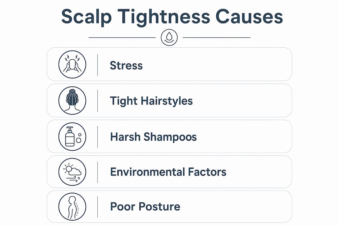 Infographic showing main causes of scalp tightness