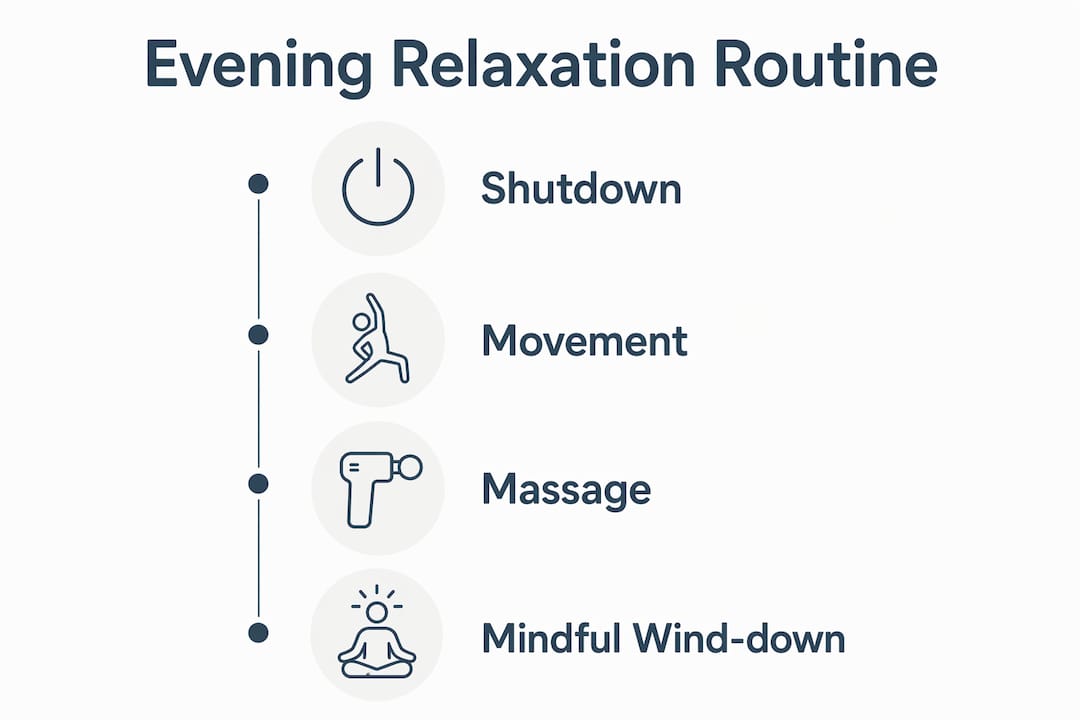 Infographic illustrating four-step evening relaxation routine
