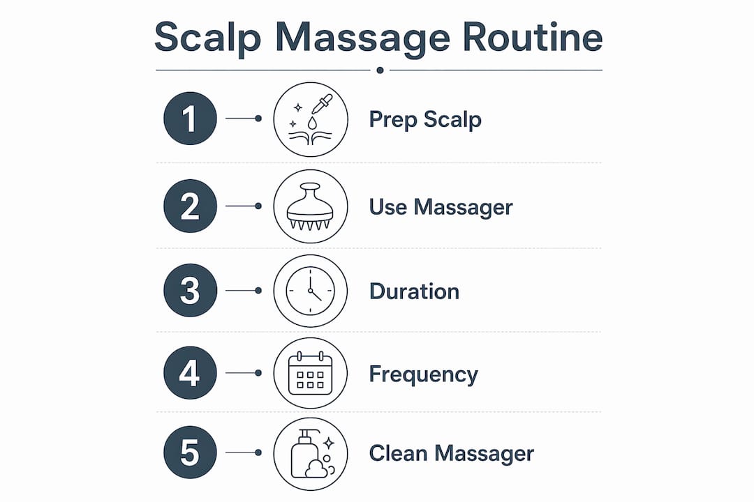 Infographic showing scalp massage routine steps