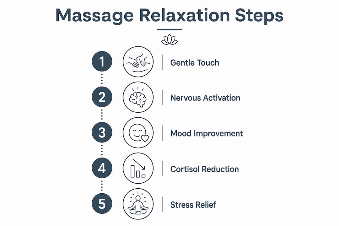 Infographic showing massage relaxation steps
