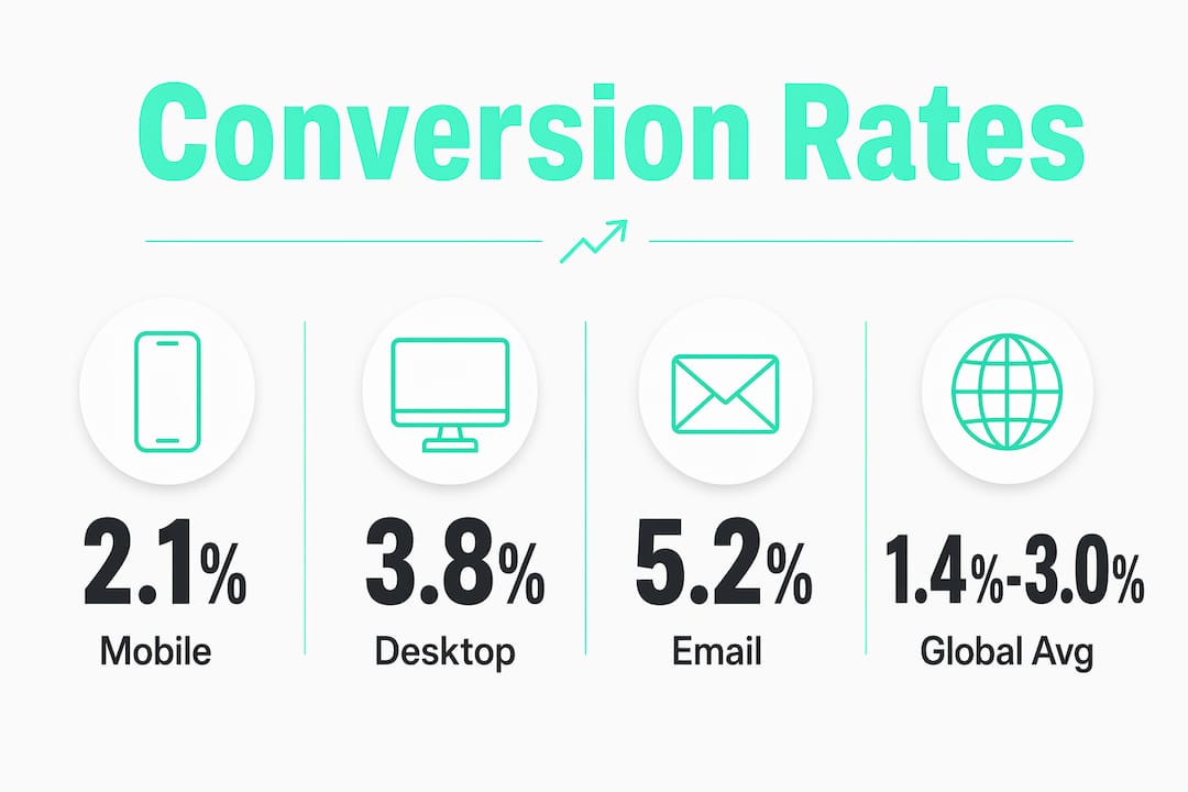 Infographic showing key ecommerce conversion rate stats