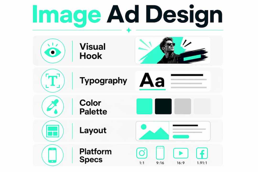 Infographic showing key image ad design principles