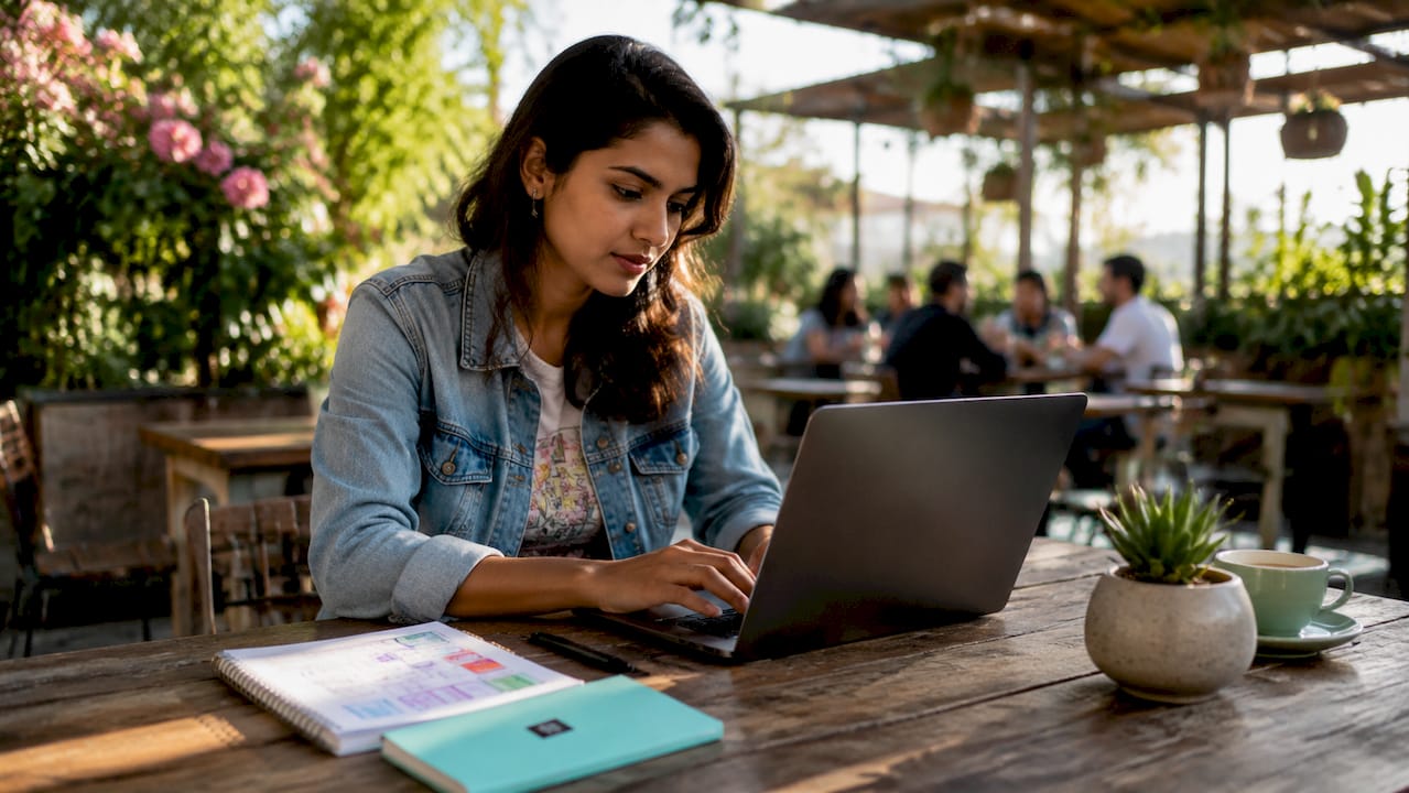 Woman setting up Facebook lead ads on laptop