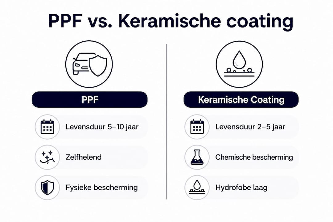 Infographic: PPF versus keramische coating – wat zijn de verschillen?