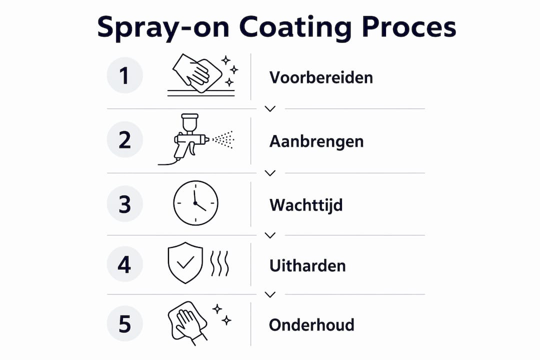 Overzichtelijke infographic: stap-voor-stap handleiding voor het aanbrengen van een keramische spraycoating