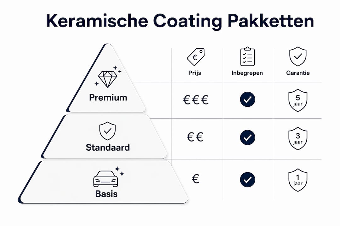 Overzichtelijke infographic van onze keramische coating pakketten
