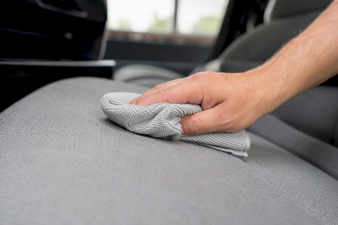 Microvezeldoek maakt autostoel van stof voorzichtig schoon