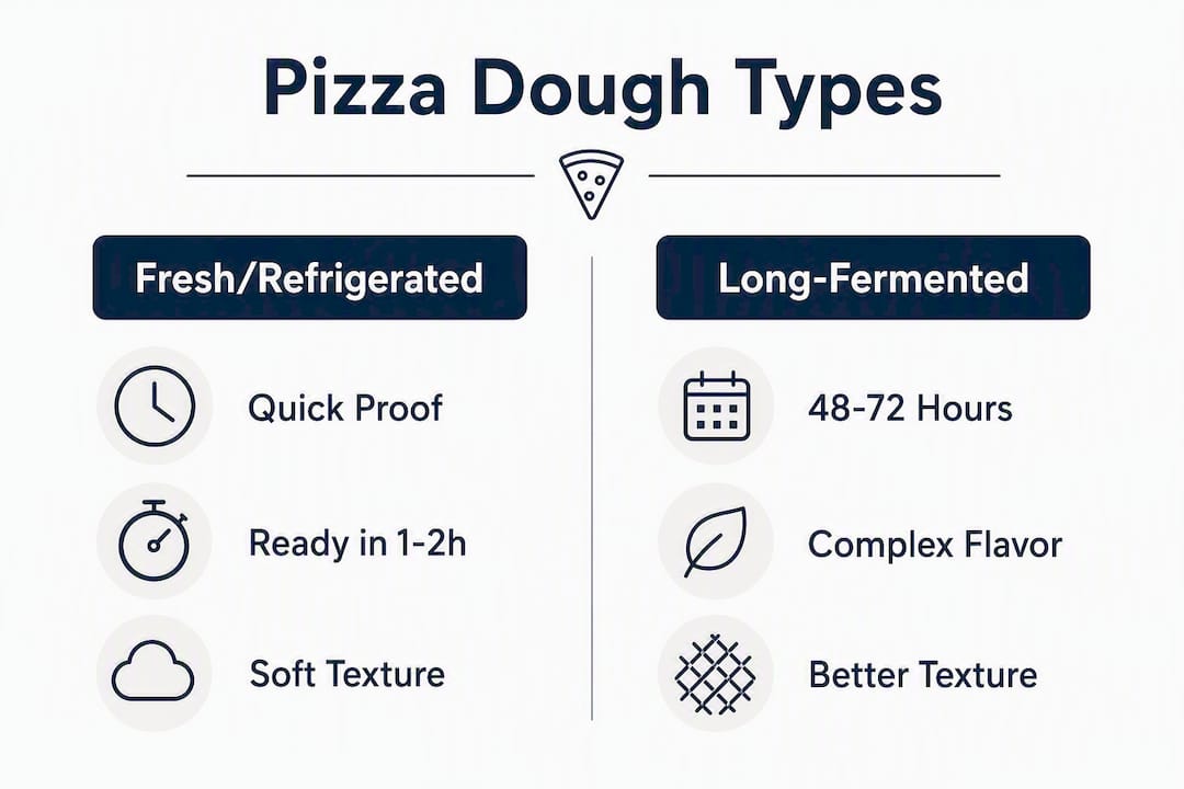 Infographic showing comparison of pizza dough types
