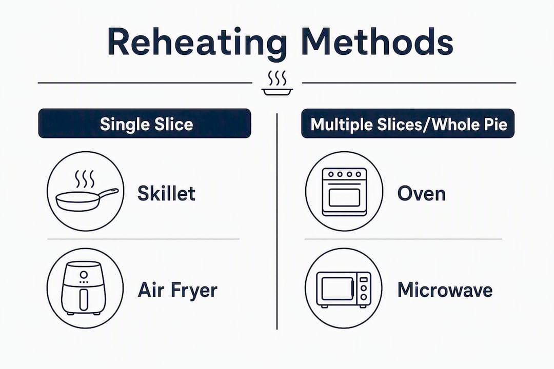 Infographic showing pizza reheating methods comparison