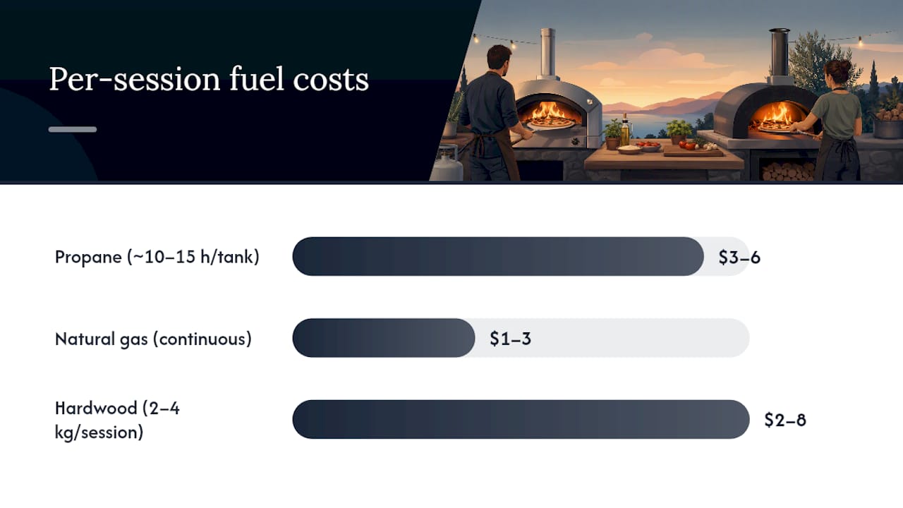 Cost comparison chart of fuels for pizza ovens