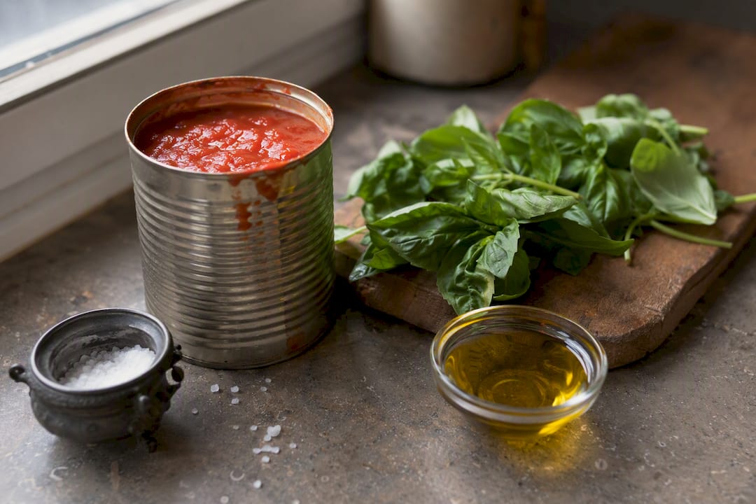 Fresh ingredients for Neapolitan pizza sauce