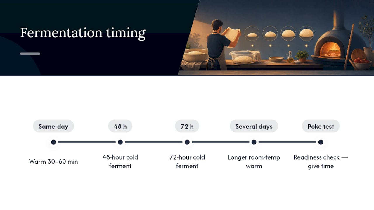 Pizza dough fermentation and warming timeline