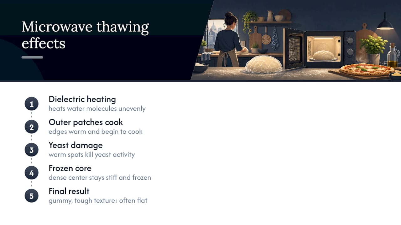 Diagram of uneven microwave heating in dough