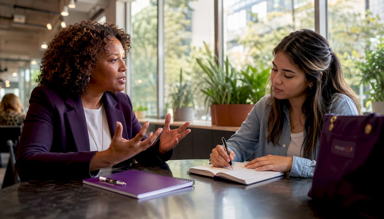 Mentor and mentee women in private meeting