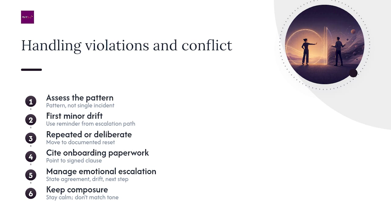 How do you handle boundary violations and client conflict? — overview diagram
