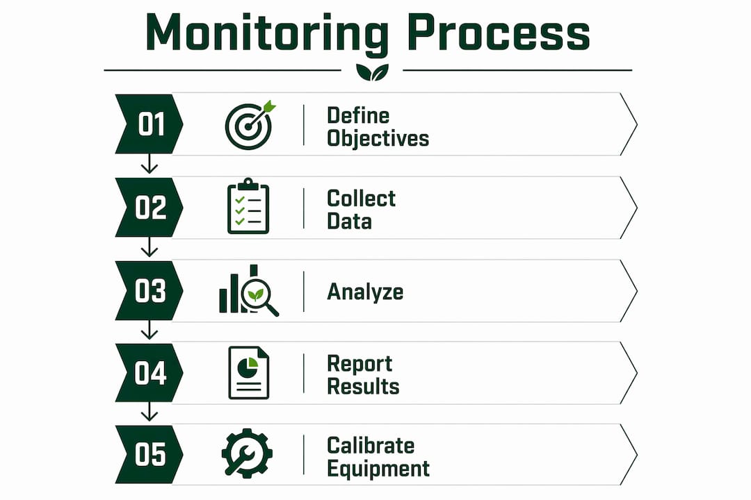 Infographic showing environmental monitoring process stages