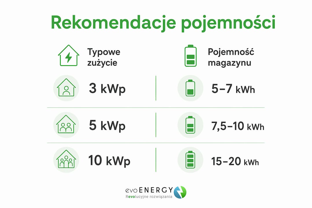 Praktyczny przewodnik: jak dobrać odpowiednią pojemność magazynu energii do instalacji fotowoltaicznej – infografika