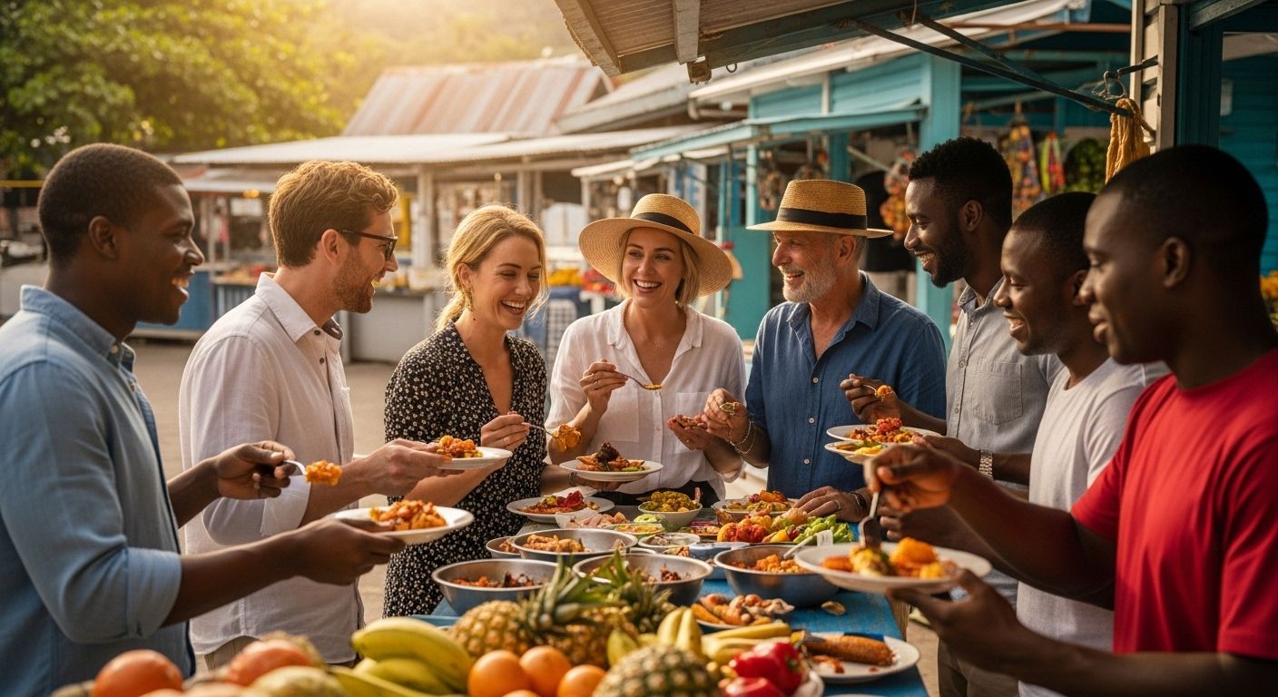Cocina local del mercado caribeño