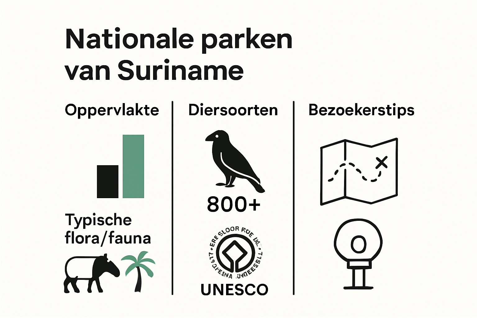 Resumen biodiversidad Infografía de los parques de Surinam