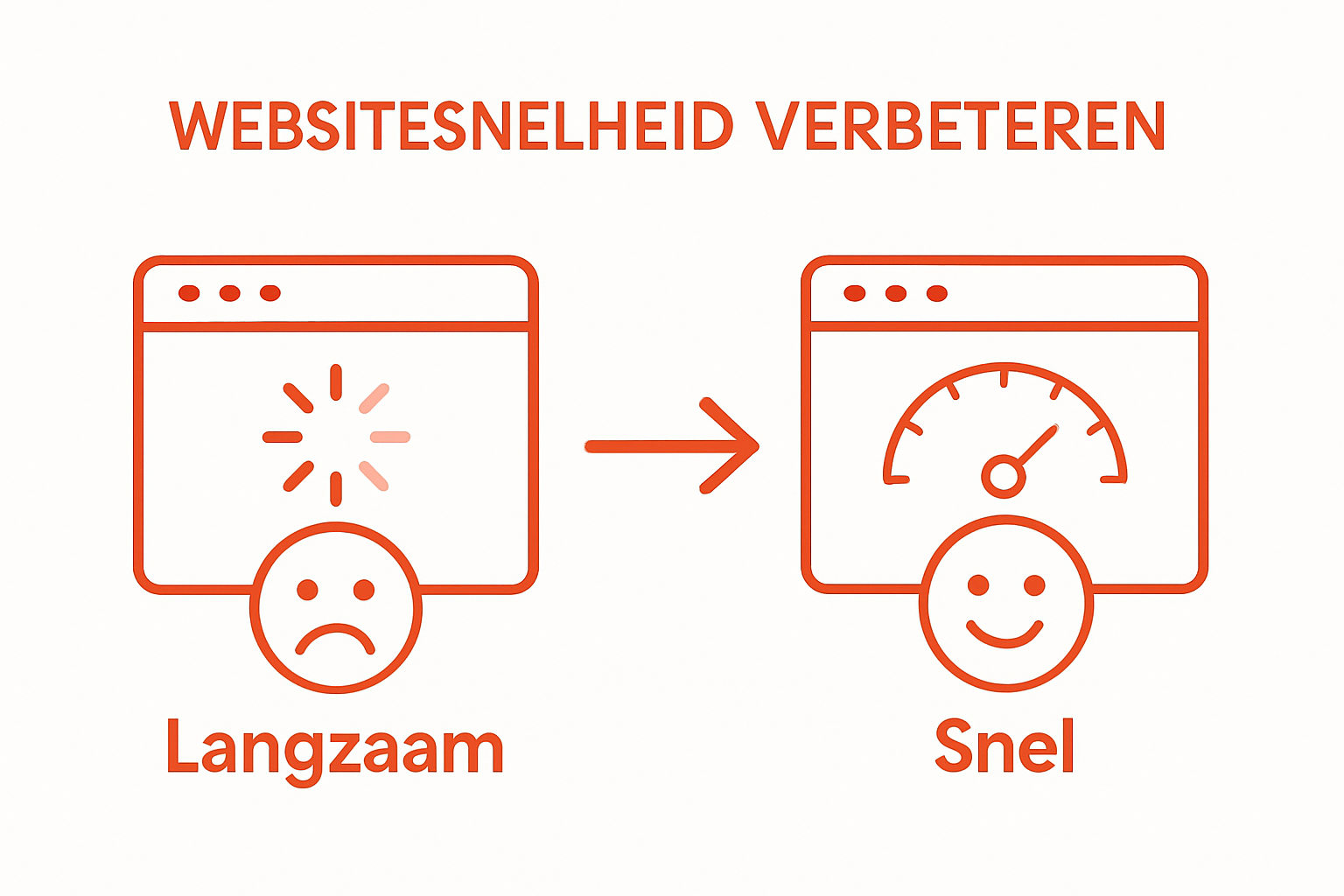 Before and after comparison of slow and fast website speed