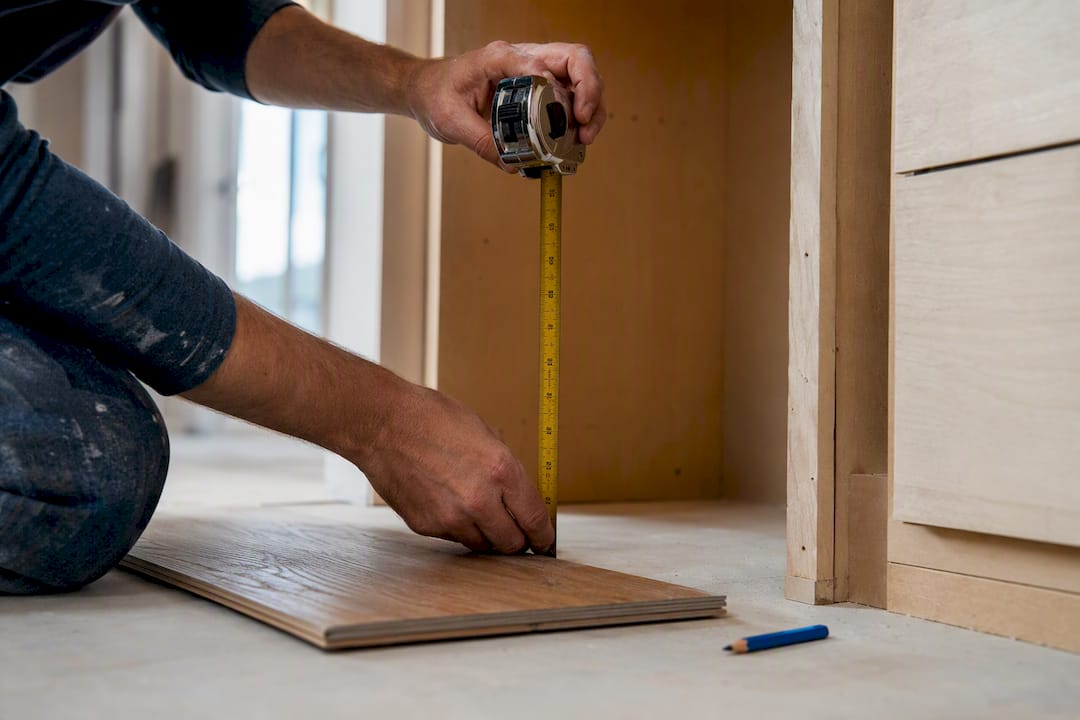Measuring appliance clearance beside cabinet opening