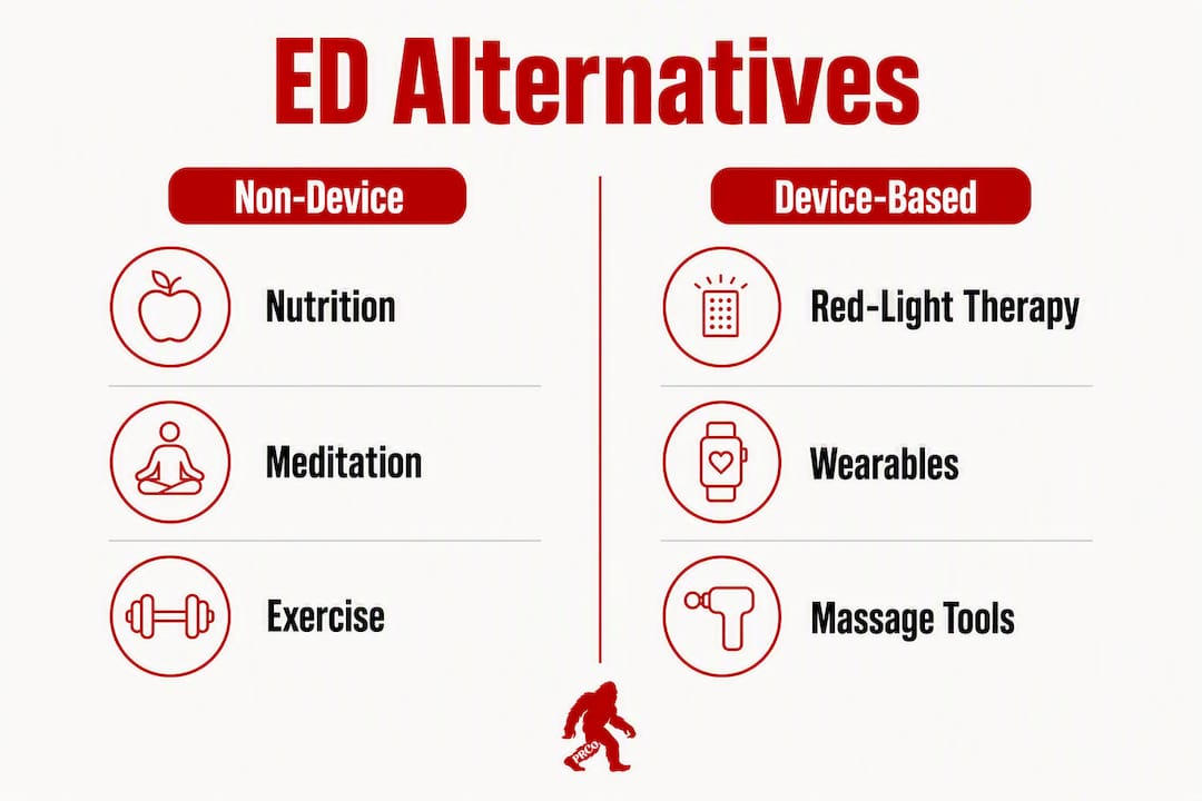 Infographic comparing non-device and device ED alternatives