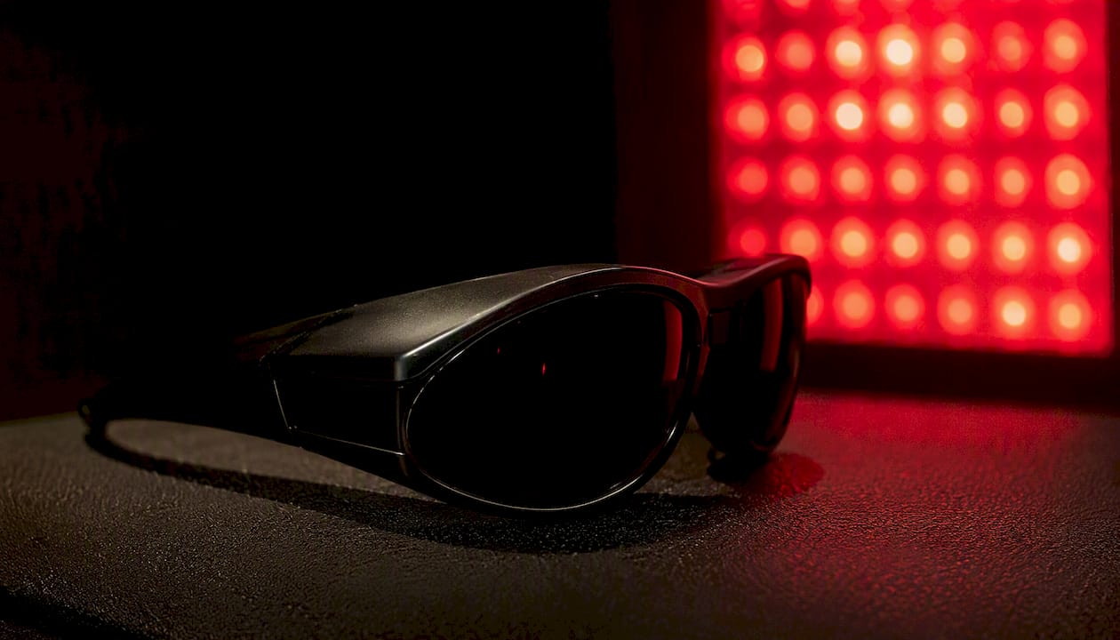 Protective eyewear for red light therapy