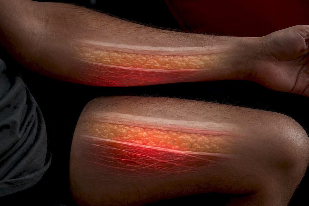 Illustration of skin tone and fat on light penetration