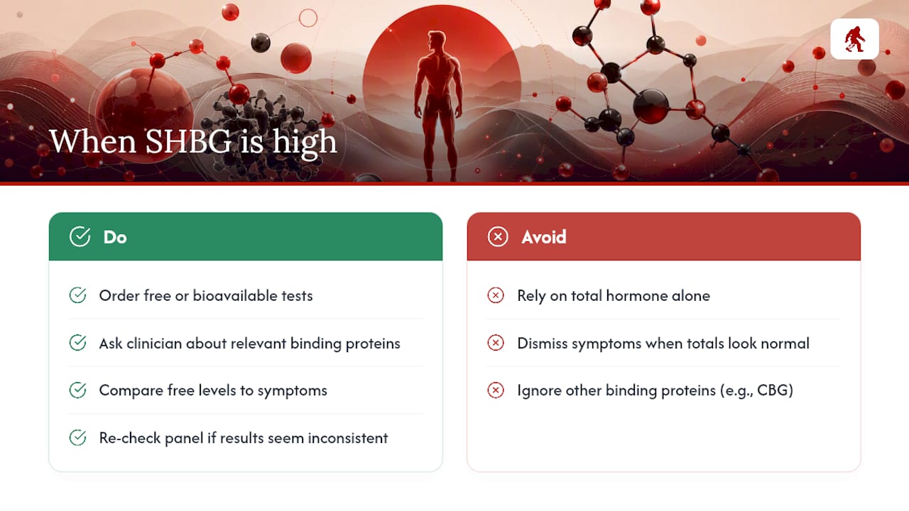How High SHBG Skews Other Hormone Test Results — overview diagram