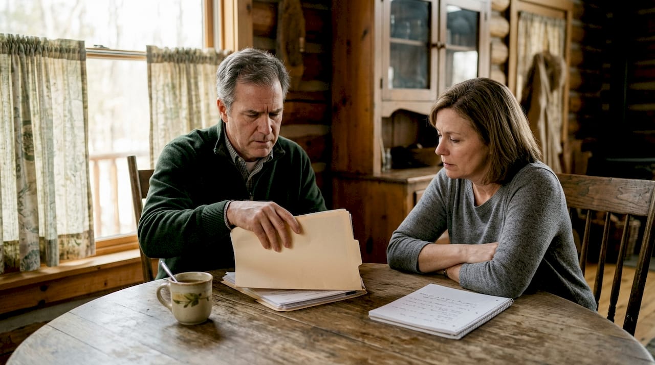 Couple discussing legal eviction issues at home