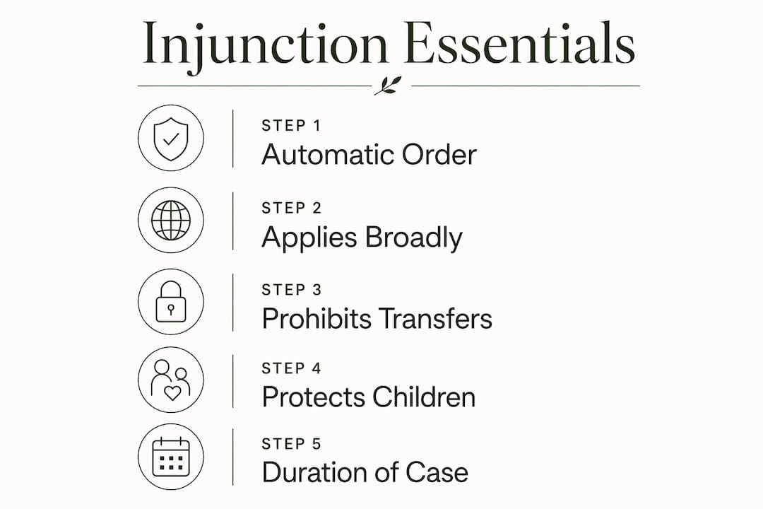 Vertical flow infographic of injunction key steps