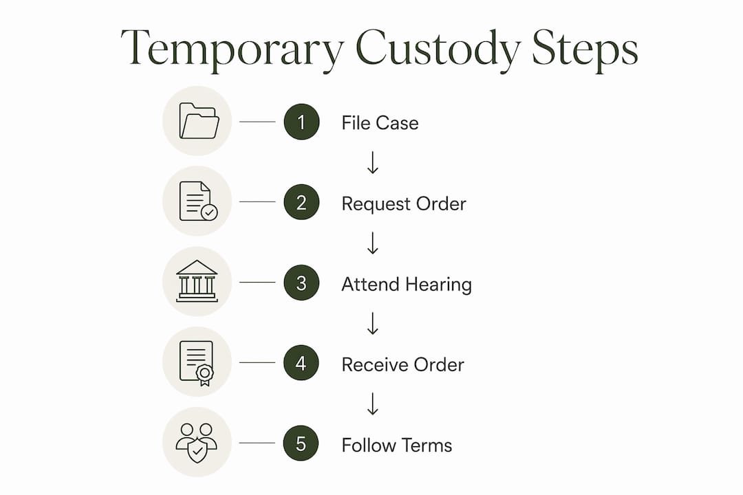 Infographic showing steps to obtain temporary custody order