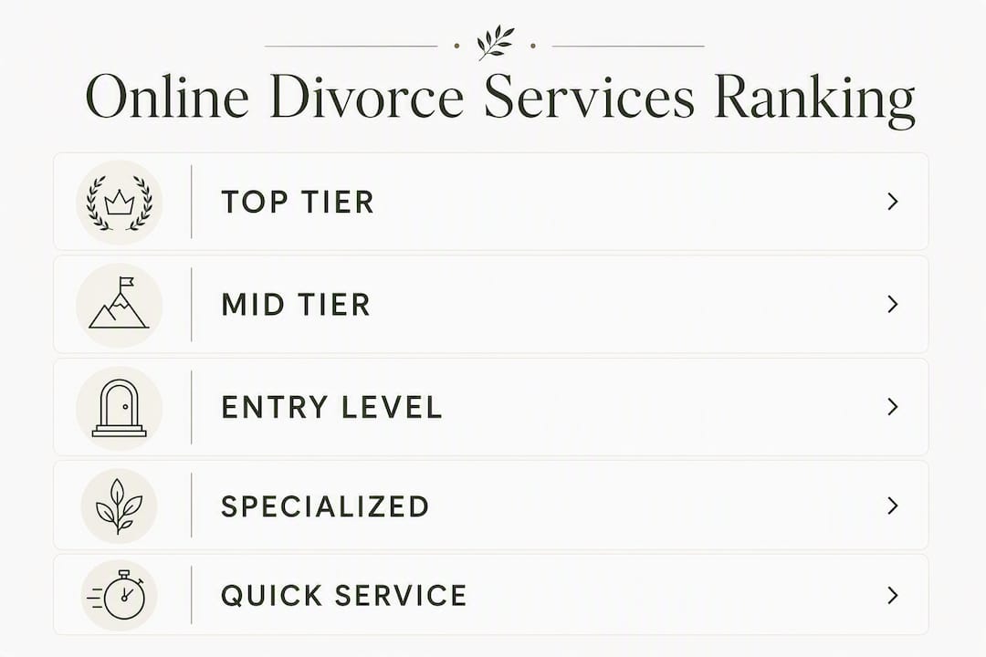 Ranked infographic of online divorce service tiers